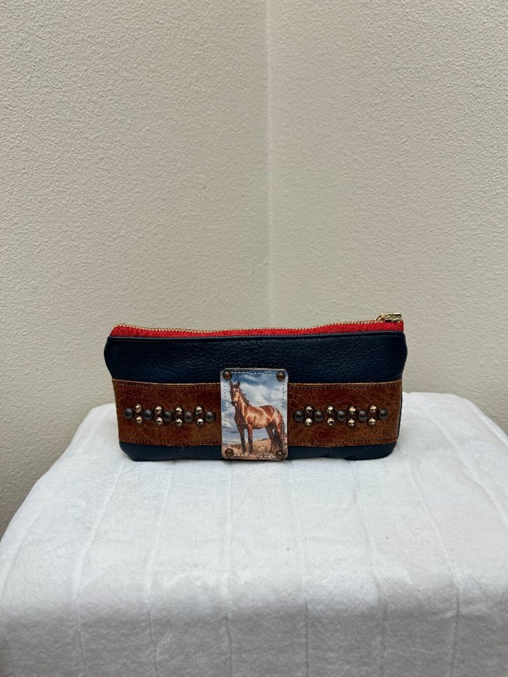 Wristlet W/Indigo Pony